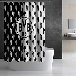 Шторка для душа Borussia черно белые люди, цвет: 3D-принт — фото 2
