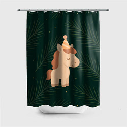 Шторка для душа Милая лошадка с колпаком, цвет: 3D-принт