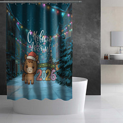 Шторка для душа Новогодняя лошадка 2026 год, цвет: 3D-принт — фото 2