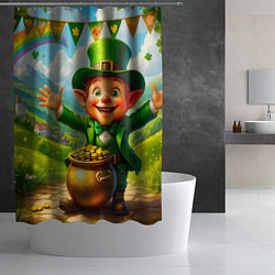 Шторка для душа Лепрекон у горшка с золотом, цвет: 3D-принт — фото 2