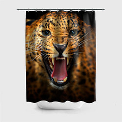 Шторка для душа Рык леопарда, цвет: 3D-принт