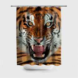Шторка для душа Взгляд тигра, цвет: 3D-принт