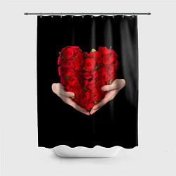 Шторка для ванной Сердце роз в руках