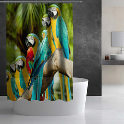 Шторка для душа Попугаи на ветке, цвет: 3D-принт — фото 2
