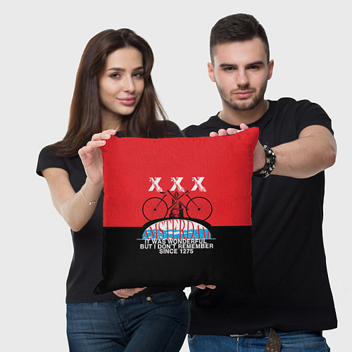 Подушка квадратная Amsterdam t-shirt / 3D-принт – фото 3
