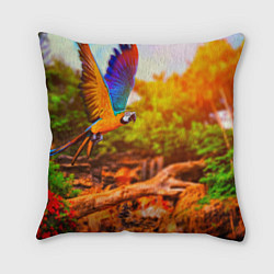 Подушка квадратная Взмах попугая, цвет: 3D-принт