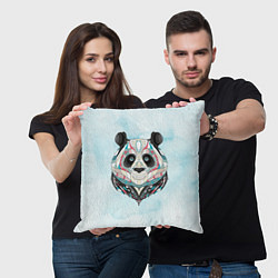 Подушка квадратная Расписная голова панды, цвет: 3D-принт — фото 2