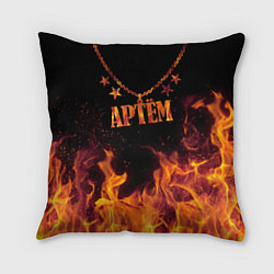 Подушка квадратная Артём - кулон на цепи в огне, цвет: 3D-принт