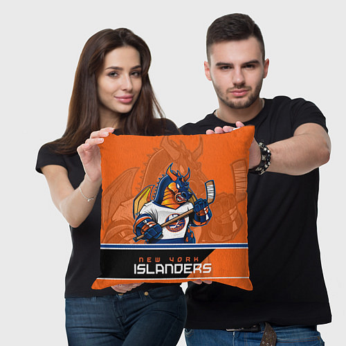 Подушка квадратная New York Islanders / 3D-принт – фото 3