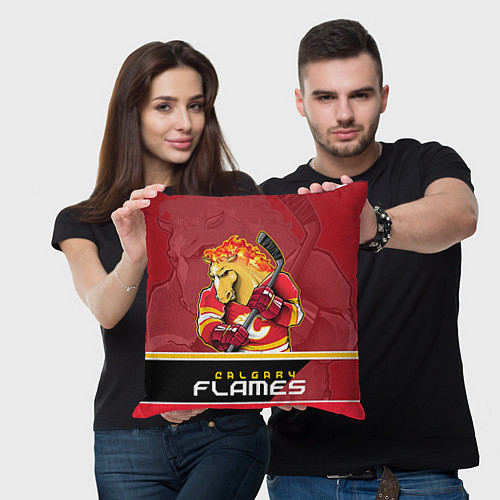 Подушка квадратная Calgary Flames / 3D-принт – фото 3