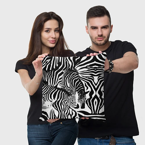 Подушка квадратная Полосатая зебра / 3D-принт – фото 3