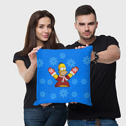 Подушка квадратная Новогодний Гомер, цвет: 3D-принт — фото 2