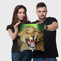 Подушка квадратная Свирепый леопард, цвет: 3D-принт — фото 2