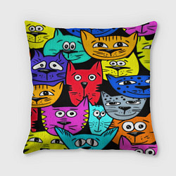 Подушка квадратная Кошачьи мордочки, цвет: 3D-принт