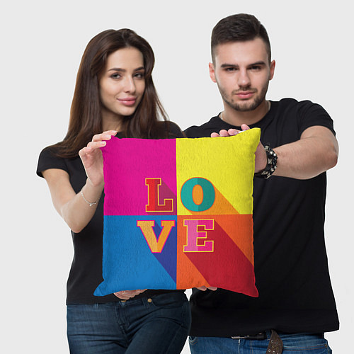 Подушка квадратная Love three-dimensional letters / 3D-принт – фото 3
