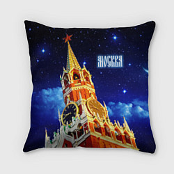 Подушка квадратная Москва - Спасская башня, цвет: 3D-принт