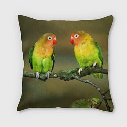 Подушка квадратная Два попугая, цвет: 3D-принт