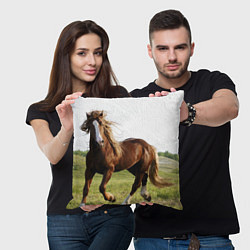 Подушка квадратная Бегущая лошадь, цвет: 3D-принт — фото 2