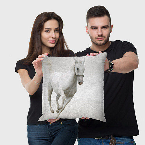 Подушка квадратная Белый конь / 3D-принт – фото 3