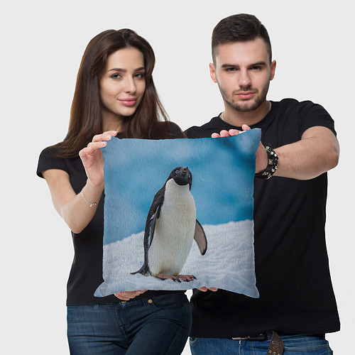 Подушка квадратная Пингвин на айсберге / 3D-принт – фото 3