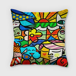 Подушка квадратная Картинка-мозаика, цвет: 3D-принт