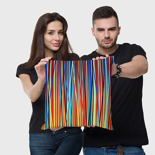 Подушка квадратная Colored stripes / 3D-принт – фото 3