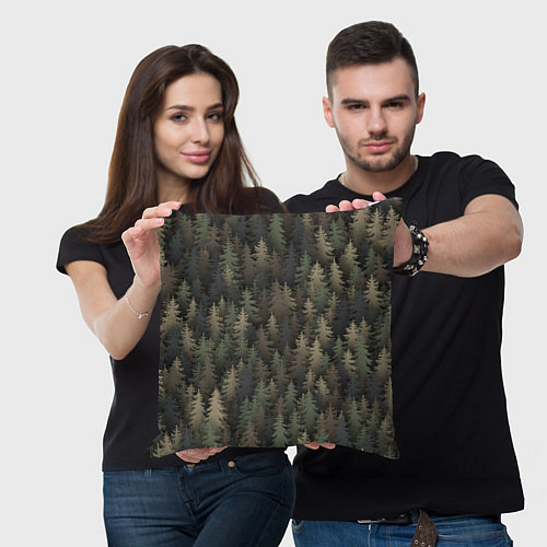 Подушка квадратная Лесной камуфляж / 3D-принт – фото 3