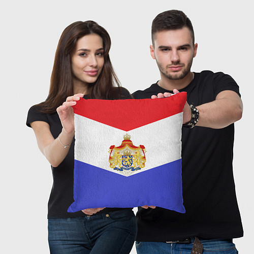 Подушка квадратная Флаг и герб Голландии / 3D-принт – фото 3
