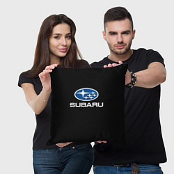 Подушка квадратная Subaru - emblem, цвет: 3D-принт — фото 2