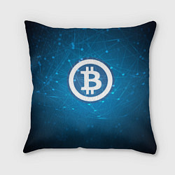 Подушка квадратная Bitcoin Blue, цвет: 3D-принт