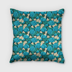 Подушка квадратная Голубые розы, цвет: 3D-принт