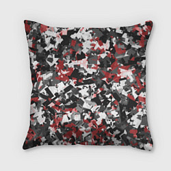 Подушка квадратная Камуфляж: серый/красный, цвет: 3D-принт