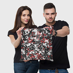 Подушка квадратная Камуфляж: серый/красный, цвет: 3D-принт — фото 2
