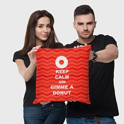 Подушка квадратная Keep Calm & Gimme a donut, цвет: 3D-принт — фото 2