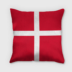 Подушка квадратная Флаг Дании, цвет: 3D-принт