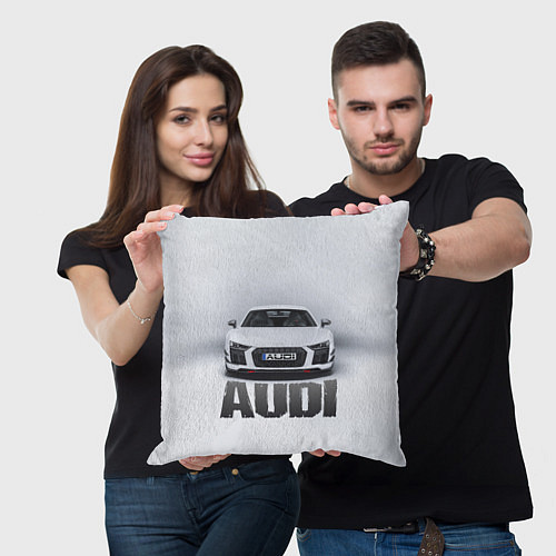 Подушка квадратная Audi серебро / 3D-принт – фото 3