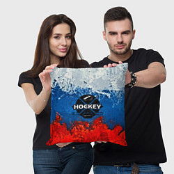 Подушка квадратная Хоккей триколор, цвет: 3D-принт — фото 2
