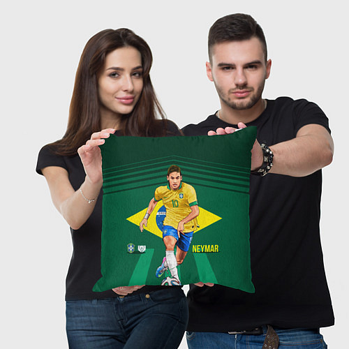Подушка квадратная Neymar Brazilian / 3D-принт – фото 3