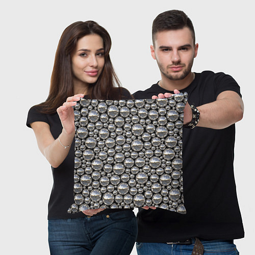Подушка квадратная Серебряные шары / 3D-принт – фото 3
