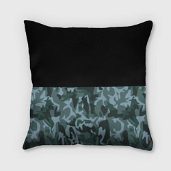 Подушка квадратная Камуфляж: черный/синий, цвет: 3D-принт