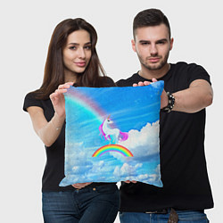 Подушка квадратная Единорог, цвет: 3D-принт — фото 2