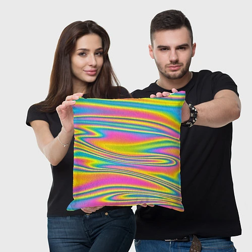 Подушка квадратная Абстрактные разводы цвета / 3D-принт – фото 3