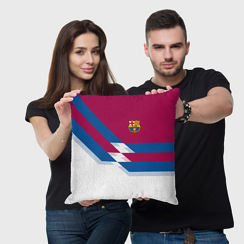 Подушка квадратная Barcelona FC: White style / 3D-принт – фото 3