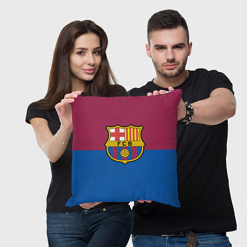 Подушка квадратная Barcelona FC: Duo Color / 3D-принт – фото 3