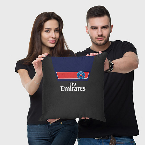Подушка квадратная FC PSG: Fly Emirates / 3D-принт – фото 3