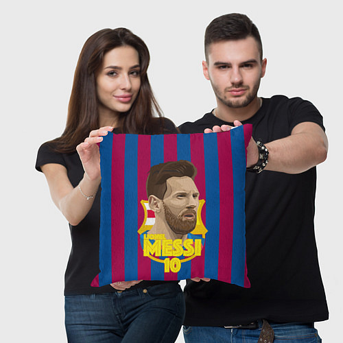 Подушка квадратная FCB Lionel Messi / 3D-принт – фото 3