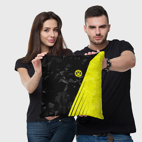 Подушка квадратная FC Borussia Dortmund: Abstract / 3D-принт – фото 3