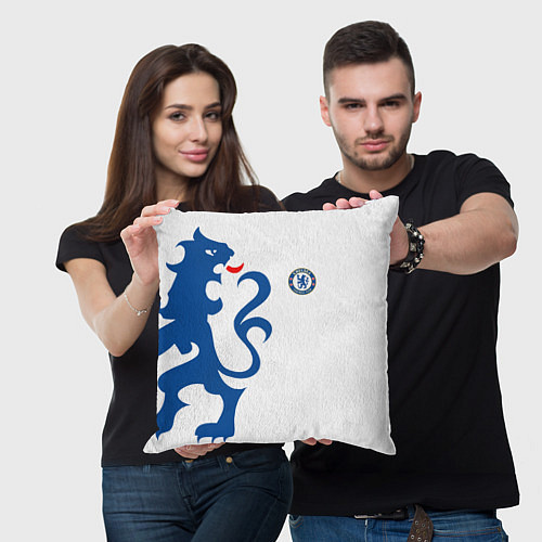 Подушка квадратная FC Chelsea: White Lion / 3D-принт – фото 3