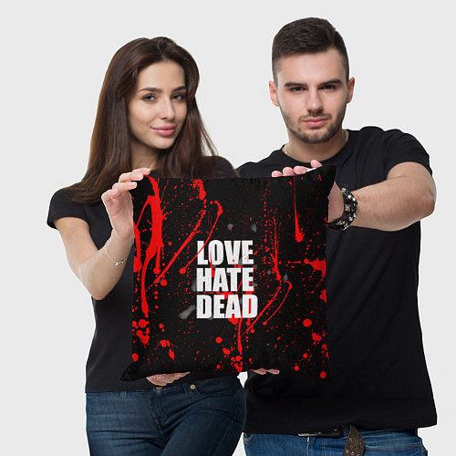 Подушка квадратная Love Hate Dead / 3D-принт – фото 3