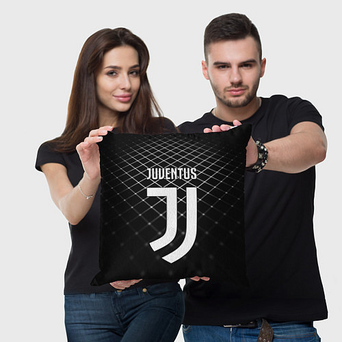 Подушка квадратная FC Juventus: Black Lines / 3D-принт – фото 3